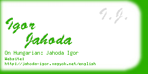 igor jahoda business card